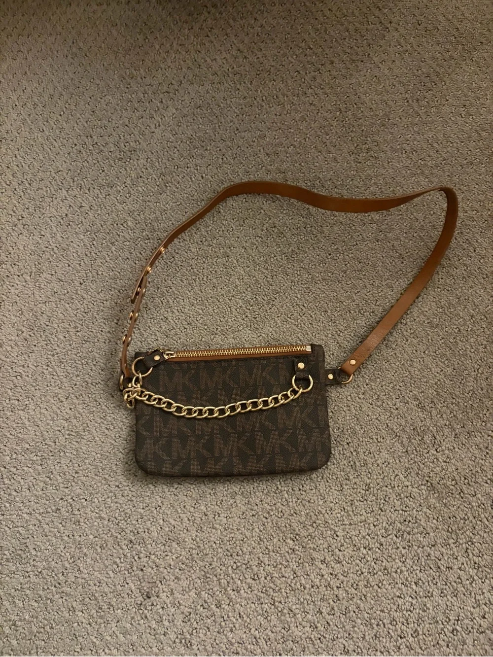 Michael Kors Brown MK Logo Chain-Handle Shoulder Bag